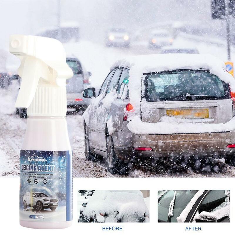 Spray removedor de hielo para parabrisas de coche, deshielo antiescarcha, Kit de eliminación de nieve, protección de descongelación, 60ML, M8Z0
