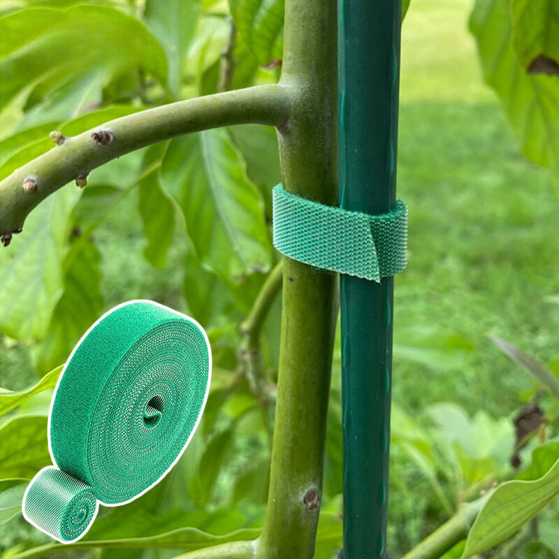 Pita perekat nilon 15mm, dapat digunakan kembali sisi ganda tali manajemen tanaman berkebun pita pengencang perekat taman untuk bunga