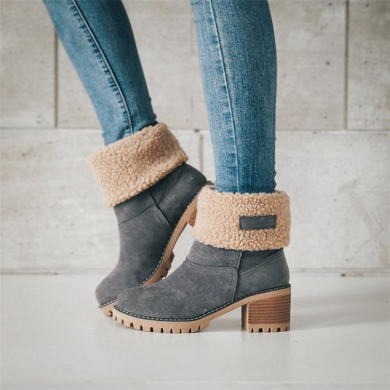 2022 Women Winter Fur Warm Snow Boots Shoes Ladies Warm Wool Booties Ankle Boot Comfortable Shoes Plus Size Casual Mid Boots