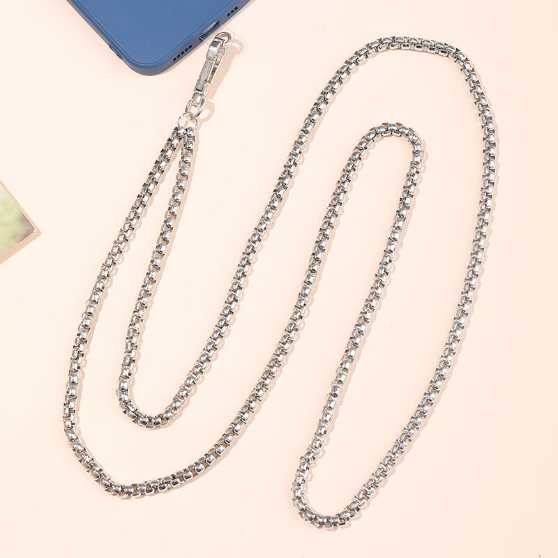Fashion Simple Metal Mobile Phone Chain Charm Universal Clip Long Crossbody Chain For Unisex Style Safety Cellphone Lanyard