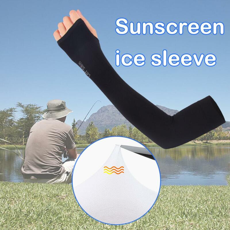 1 Pair Unisex Summer Ice Silk Cooling Arm Sleeves Cover Outdoor Sports Running Fishing Cycling Driving UV Sun Protection Gloves