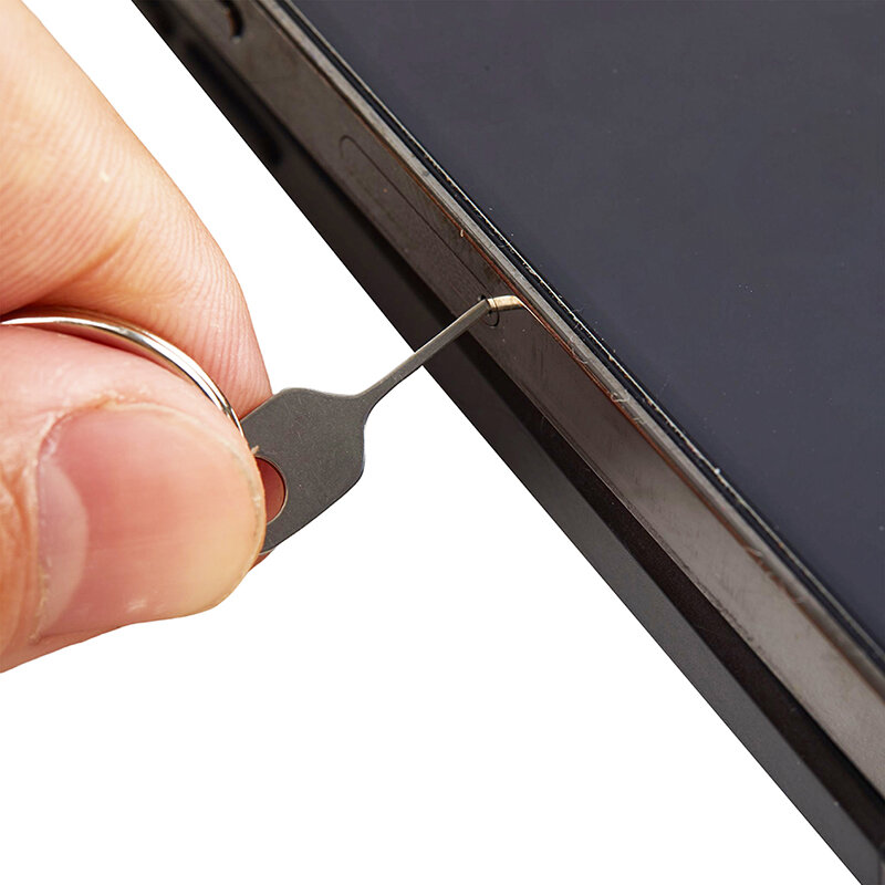 Nuovo Anti-perso Sim Card Removal Needle 5pcs Sim Card Pin + 1 Ring Key Tool Phone ejighting Pin SIM Card Tray Ejection Pin portachiavi