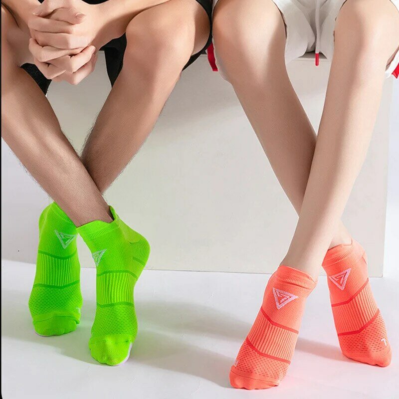 5 Pairs Man Sport Socks Professional Nylon Compression Sweat-Absorbing Quick-Drying Non-Slip Fitness Marathon Ankle Crew Socks