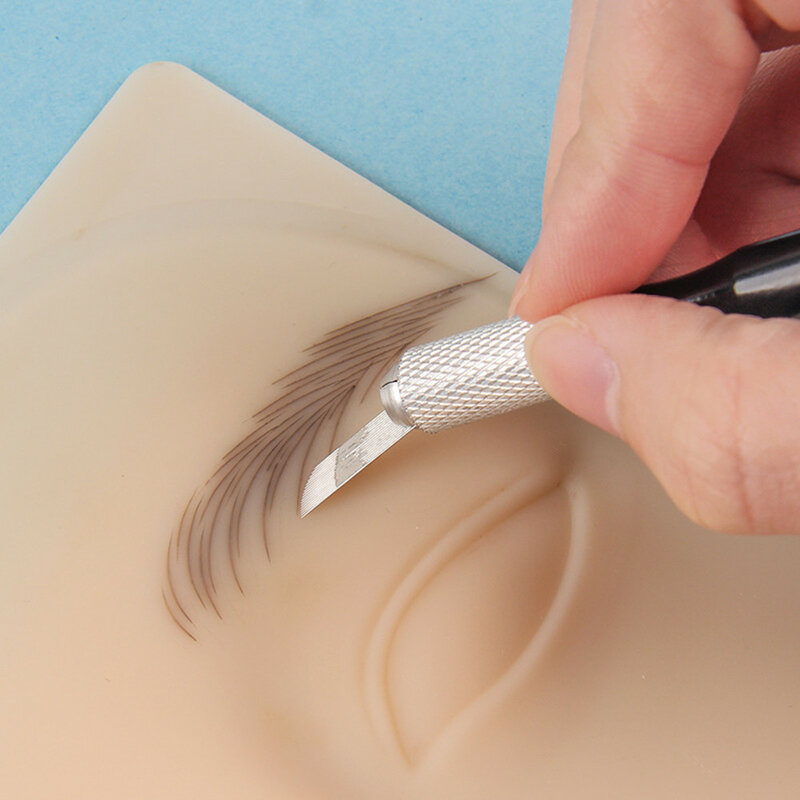 10 buah 3D dapat digunakan kembali alis silikon Eyeliner latihan kulit Microblading latihan Kulit latihan Makeup papan masker pemula