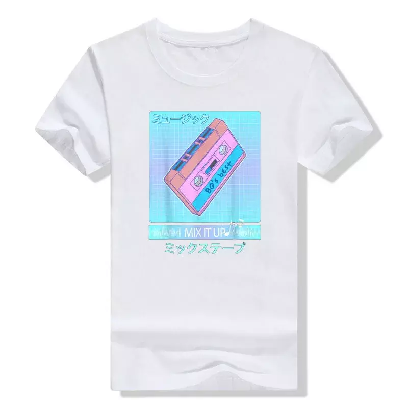 Camiseta de manga curta, 90s 90s, 90s Tee gráfico, roupas vintage, arte estética japonesa Otaku Vaporwave, fita mista