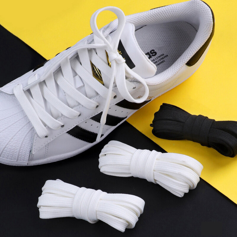 1 paio di lacci classici piatti neri bianchi lacci per scarpe doppio tessuto lacci in poliestere antiscivolo lacci sportivi Casual 100/120/140CM