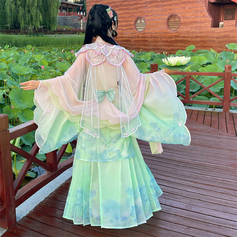 Женское платье в китайском стиле Hanfu, традиционные элегантные костюмы Феи с цветочной вышивкой, наряды принцессы династии Мин