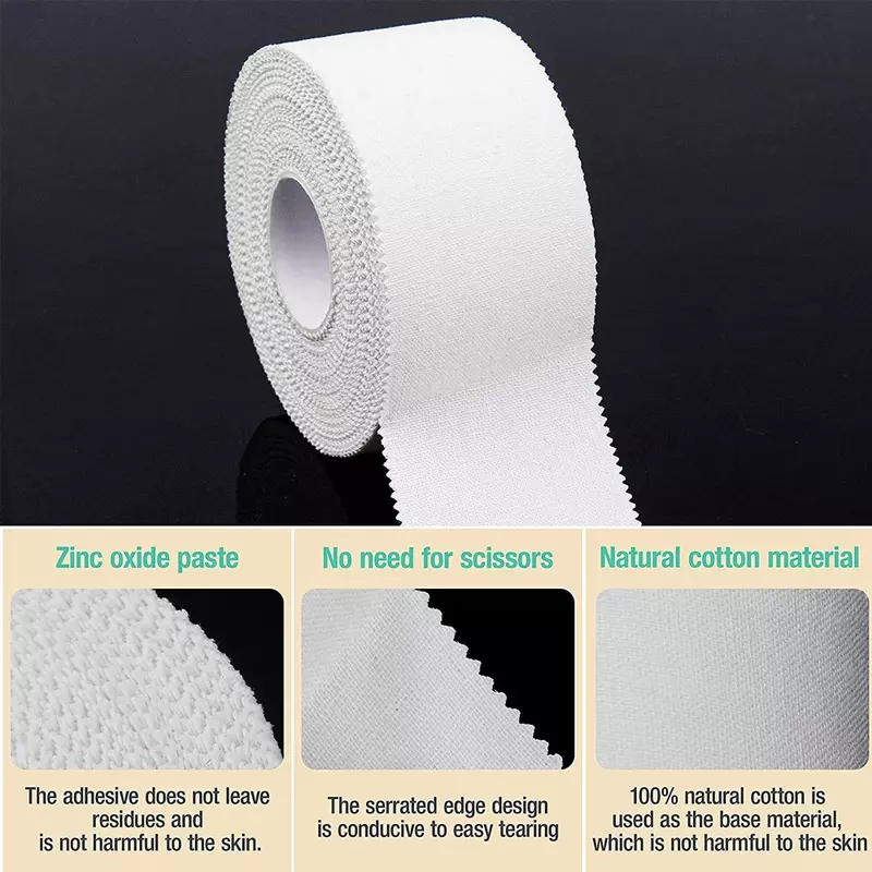 1 Rolo Branco Bulk Athletic Tape, NO Sticky Resíduo & fácil de rasgar-Perfeito para atletas esportivos, formadores & First Aid Lesão Wrap