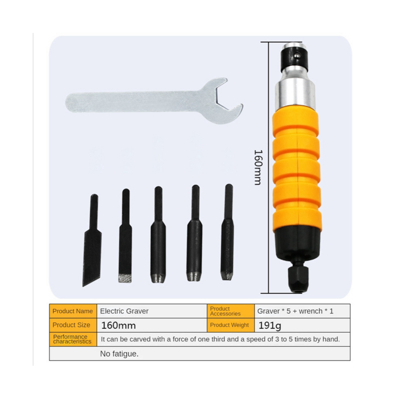قلم نقش إزميل كهربائي ، أدوات حفر ، 5 سكاكين ، مفتاح ربط مفتوح