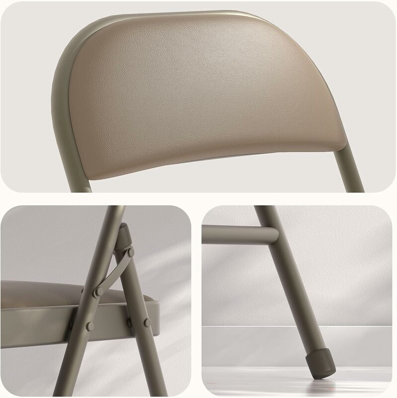 Складные стулья с мягкой подушкой и спинкой, металлические стулья цвета хаки с удобной подушкой для дома и офиса, для дома и улицы