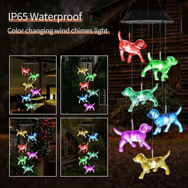 Zonne-Energie Hond Wind Gong Light Led Solar String Licht Wind Gong Kleurrijke Hond Huis Tuin Decoratie Verlichting Benodigdheden