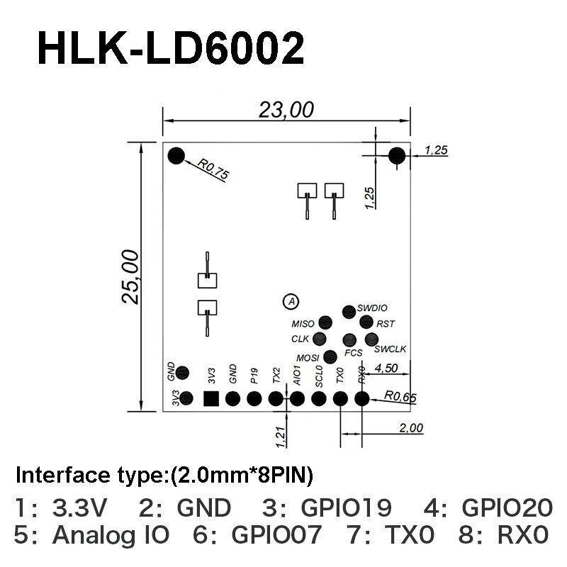 Free Ship 60G Human Breathing Heart Rate Sensor Ranging Detection Module HLK-LD6002