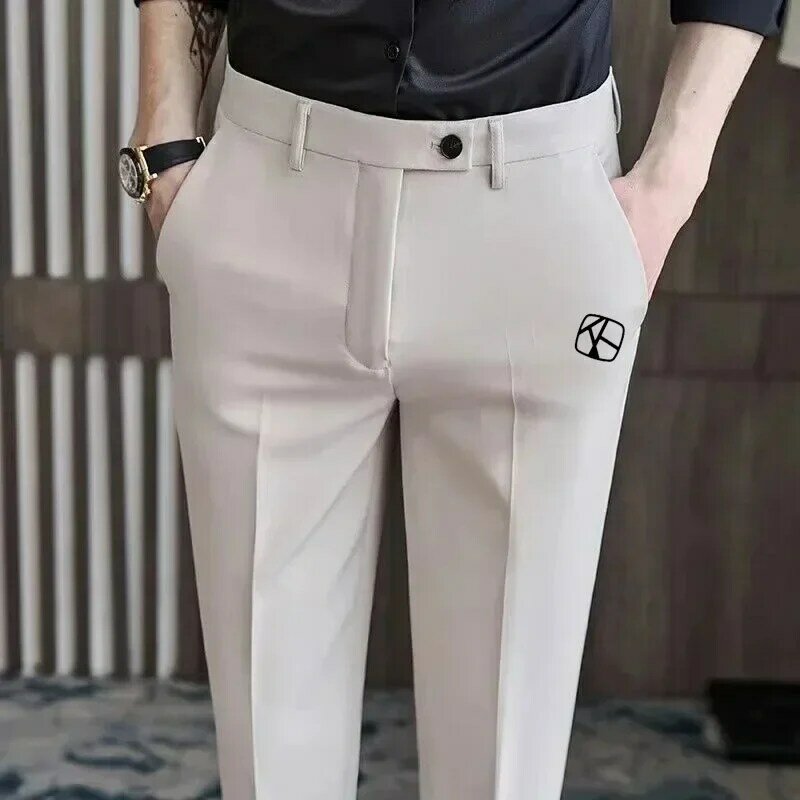 Pantalones de Golf transpirables con logotipo bordado para hombre, pantalones casuales de alta calidad, pantalones elásticos de moda, primavera y otoño, 2023