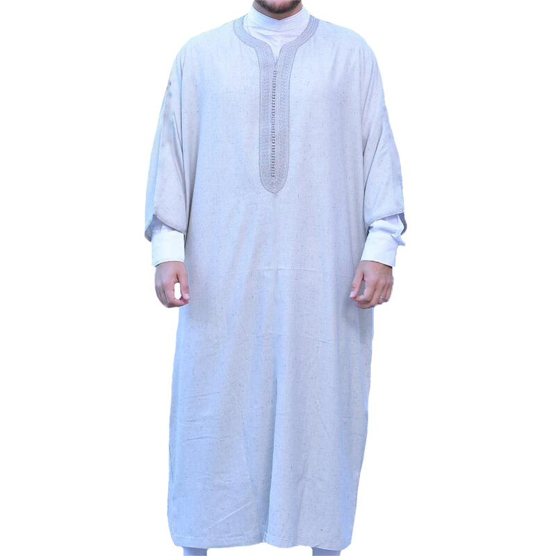 Мужская мусульманская модная одежда с вышивкой Jubba Thobes Abaya Homme Qamis Caftan Арабский Кафтан Eid молитва длинное платье