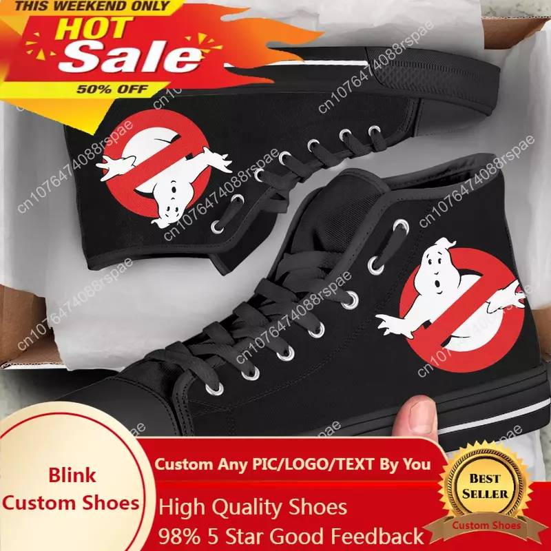 Hot G-Ghostbusters Logo Man Woman Canvas Shoes Hot High Help Canvas Shoe Lightweight Casual Classic Board Shoes Fashion Sneakers