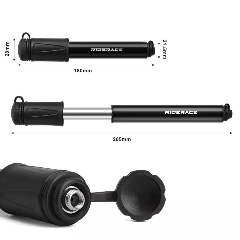 Koleksi AliExpress pompa sepeda RIDERACE portabel, pompa udara tangan bersepeda Mini, bola tekanan tinggi, pemompa ban sepeda jalan MTB