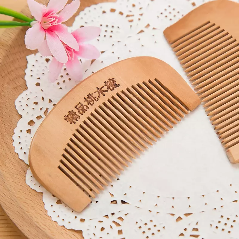 1818 thick mahogany comb dense tooth comb massage anti electrostatic comb teeth round wood wholesale T boutique
