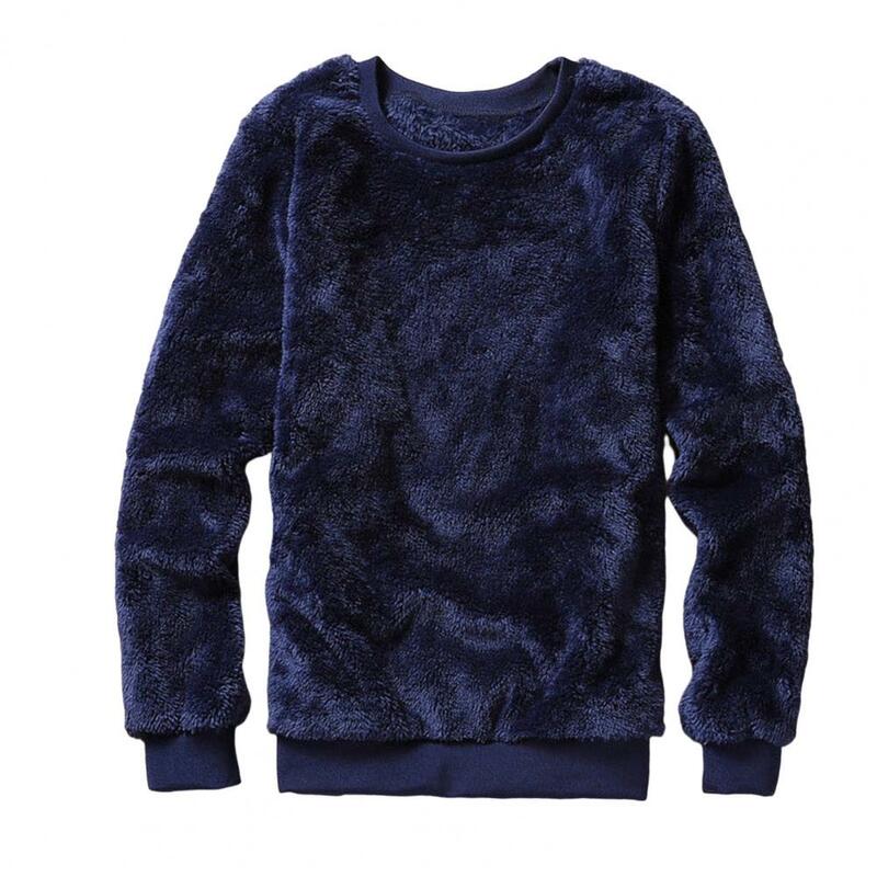 Men Sweatshirt Plush Long Sleeve O-neck Loose Streetwear Male Winter Pullover Sweater male winter