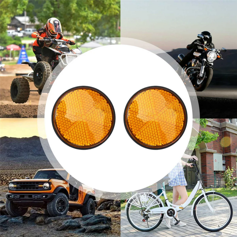 Универсальный Круглый оранжевый отражатель 2 шт., для мотоциклов, квадроциклов, внедорожных велосипедов