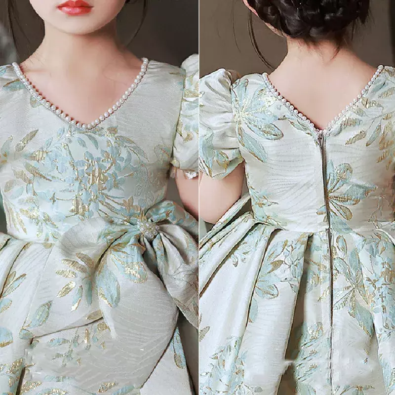 Haftowana sukienka dla dzieci urodziny sukienki do chrztu dziewczyna elegancka, kwiatowa hiszpańska królewska sukienka dziecięca dziewczęca butikowa impreza Vestido