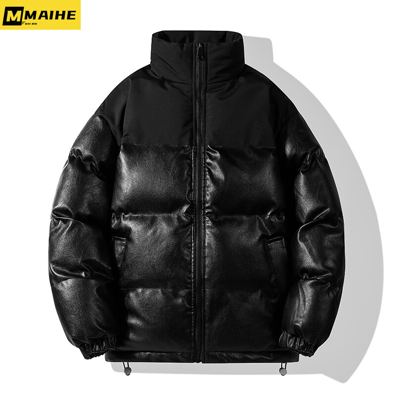 Winter Down Cotton Jackets Men's Thickened Vertical Collar Waterproof Coat Solid Color Casual Fashion Windproof Jacket for Men