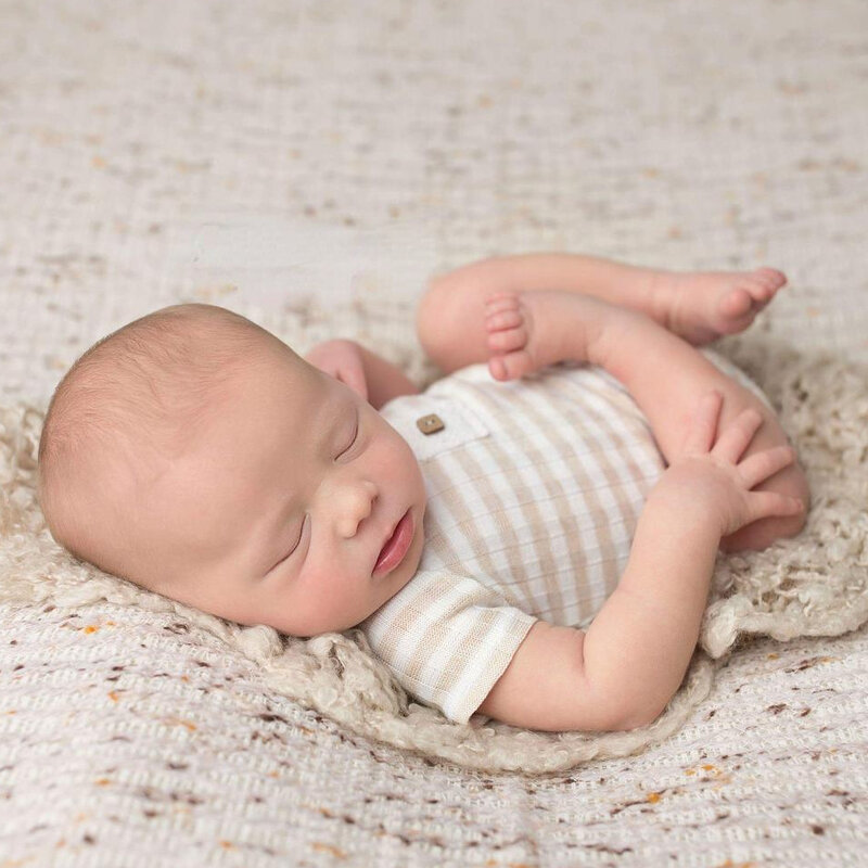 Neugeborenen Fotografie Requisiten Kleidung Baby Junge Mädchen Outfit Romper Gestreiften Kurzen Overall Fotografie Kleidung