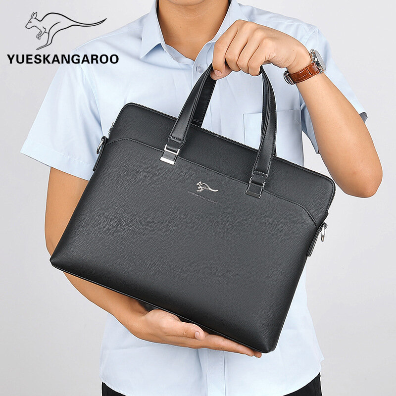 Business Men PU Leather Briefcase High Capacity Hand Tote Bag Office Man Shoulder Messenger Bag Business Laptop Bag