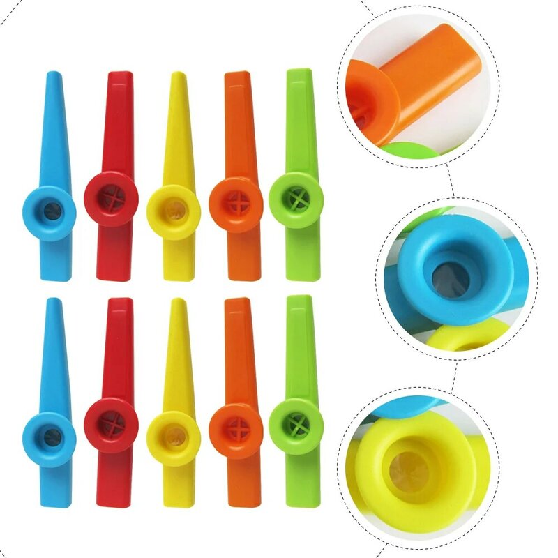 10pcs Plastic Kazoos Musical Instruments Colorful Kazoo Flute for Music Lover