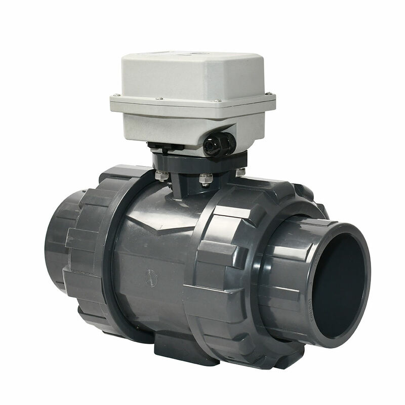 15 N.M 3 2 Way DN80 Plastic Double Union Electric Motorized Water Control Ball Valve With Manual Override