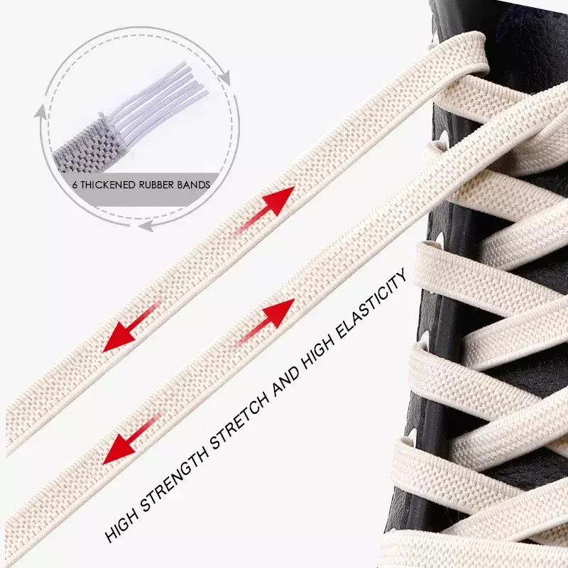 Elastic Flat Shoelaces No Tie Shoe Laces Outdoor Leisure Sneakers Quick Safety Flat Shoe Lace Kids and Adult Unisex Lazy Laces