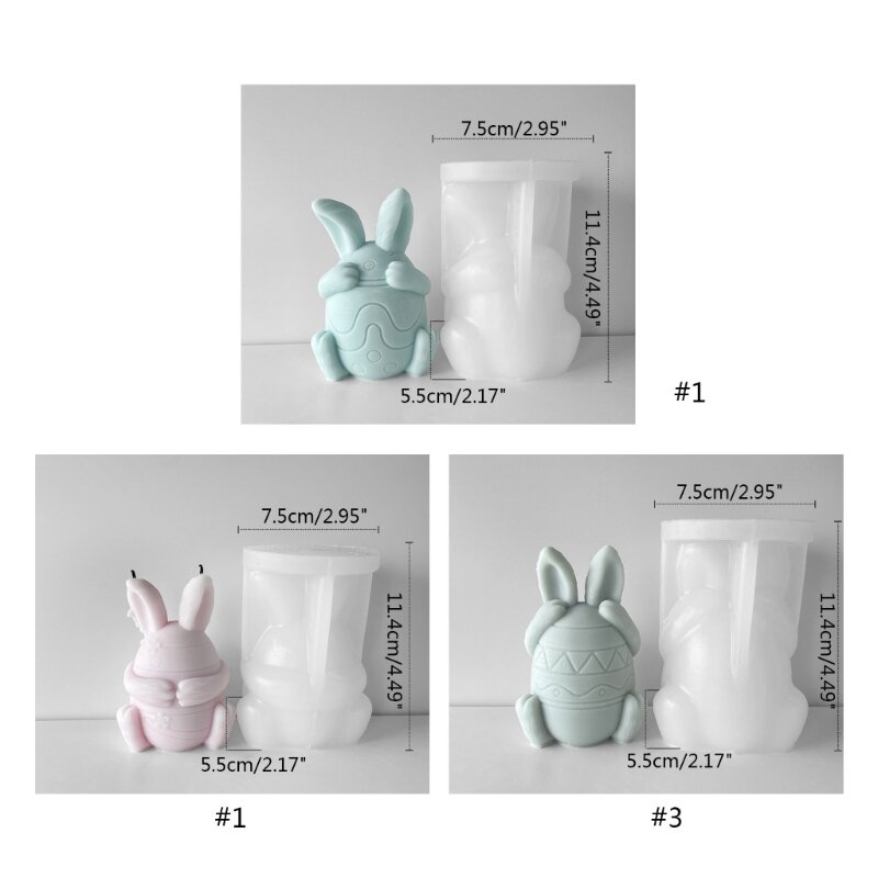 Molde conejo sin cara 3D, artesanía epoxi, adorno artesanal, joyería, herramienta fabricación velas 124A
