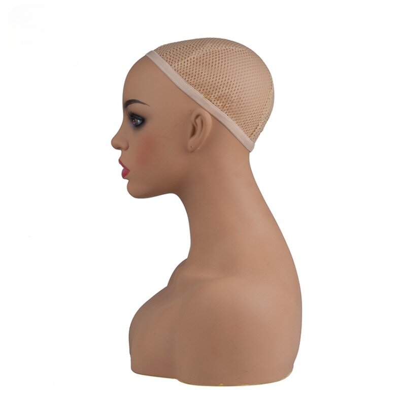 Pelucas de medio cuerpo femeninas realistas, cabeza de Maniquí de exhibición, busto con hombro, accesorios de peluca europea y americana