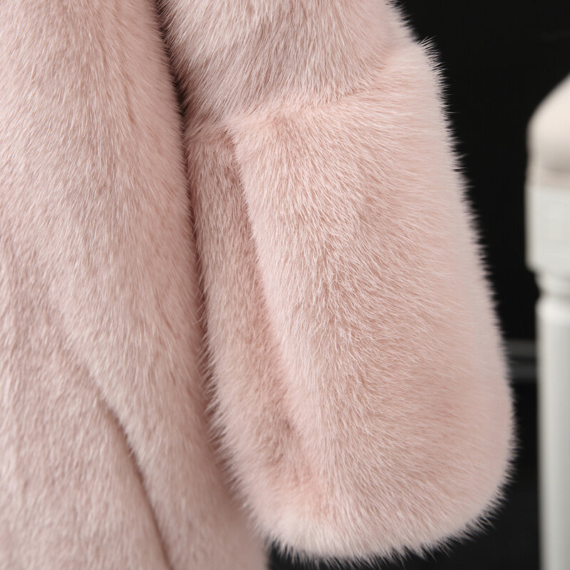 Casaco de pele de vison casaco de pele real completo pelt curto 2023 roupas femininas outerwear casacos inverno novo pescoço redondo