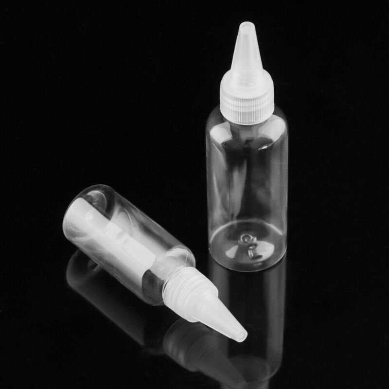Botella de plástico con tapa de rosca para ojos transparentes, gotero de aceite de tinta líquida, contenedor de pigmento de pintura, 5-250ml