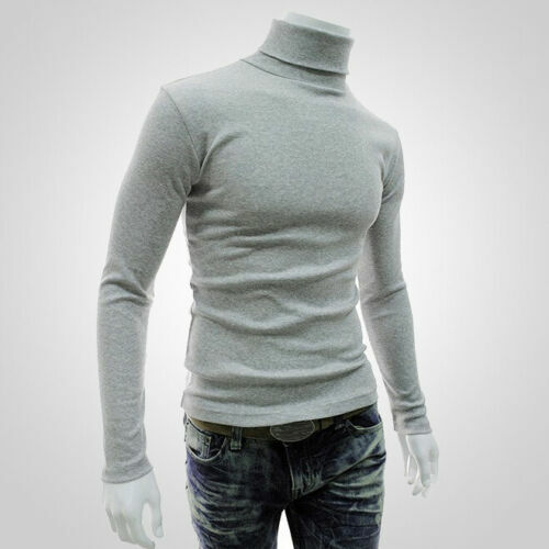 Suéter informal de manga larga para hombre, jersey de cuello alto de Color sólido, a la moda, transpirable, cómodo, parte inferior, Top