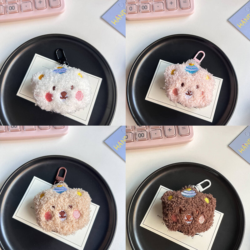 Kawaii Plush Bear Keychain Cute Cartoon Stuffed Animal Keyring Car Key Chain For Girls Lovely Bag Pendant Decoration
