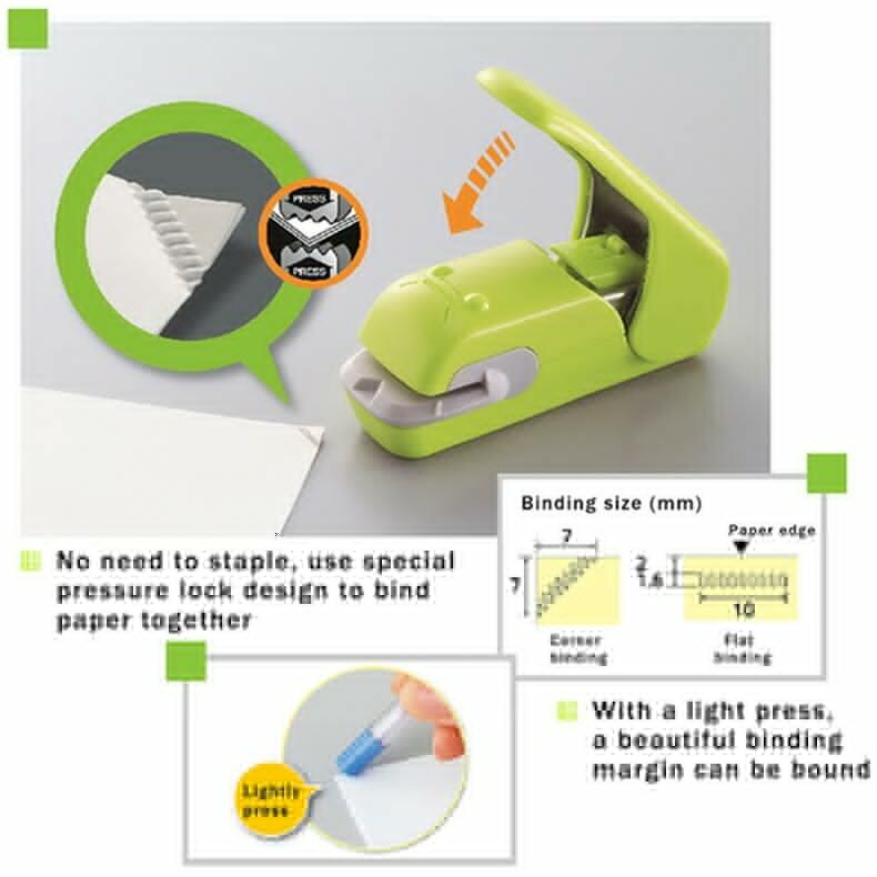 Grapadora de mano sin grapas, Mini grapadora portátil sin aguja, ahorro de tiempo, grapadora de papelería de oficina para estudiantes