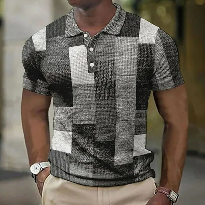 Рубашка-поло мужская с 3D принтом, винтажная Повседневная Блузка с коротким рукавом, дышащая одежда, лето