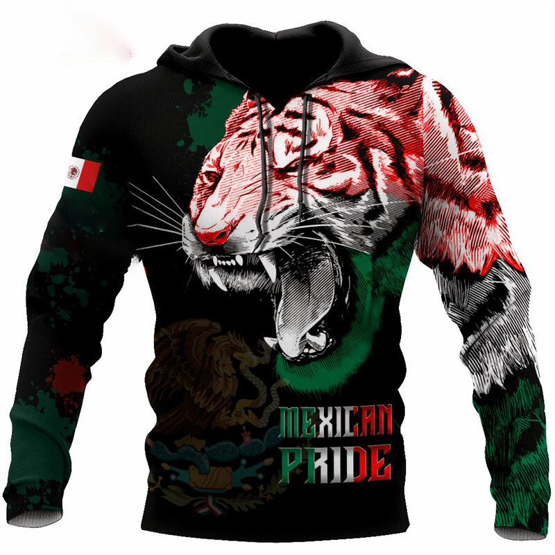Neue Mode 3d gedruckt mexikanischen Logo Hoodie Herren Top Herbst Langarm mexikanischen aztekischen Sweatshirt Street Wear