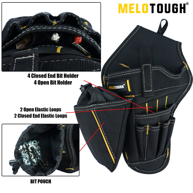 MELOTOUGH Drill Holster Impact Driver Holster Tool Bags Tool pouch con Bit Pouch Heavy Duty Impact Holster per Tool Belt