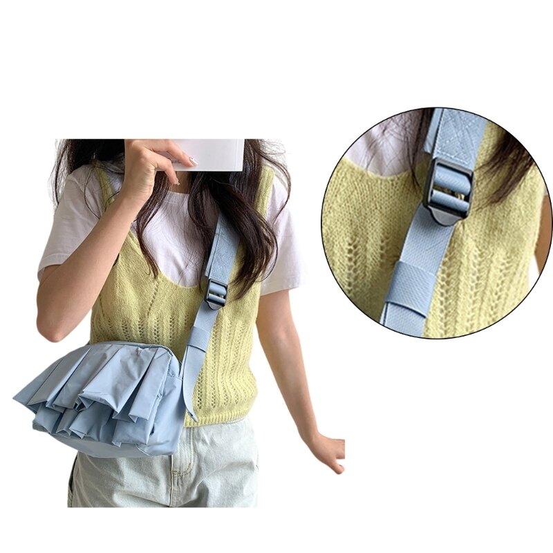 2024 Nylon Umhängetasche leichte und funktionelle Handtasche koreanische Plissee Nylon Umhängetasche für Frauen und Mädchen