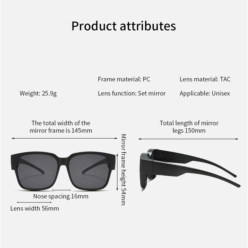 Kacamata hitam terpolarisasi, mode baru penutup lebih dari kacamata resep miopia kacamata portabel Pria Wanita Vintage memancing kacamata berkendara