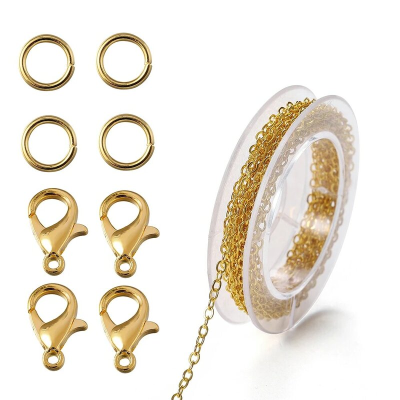 3 metro liga de ligação em massa corrente com anéis salto lagosta fechos colar correntes para diy jóias fazendo supplie colares acessórios