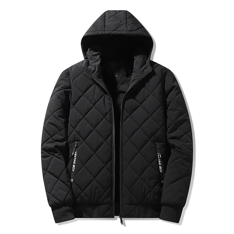 Jacken für Männer mit Kapuze Herbst Winter Baumwolle gepolsterte Jacke Männer Mode Kleidung Raute Textur lässig Parkas plus Größe 5xl
