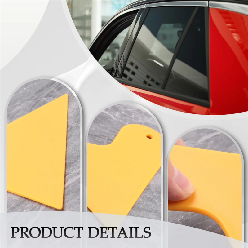 مكشطة نافذة السيارة البلاستيكية الصفراء ، أداة تنظيف ممسحة ، فيلم لاصق ، تلقائي ، 10.5x9.5cm
