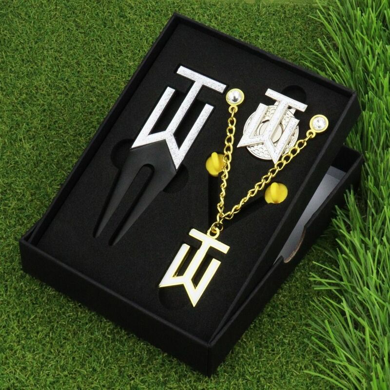 1 kotak penanda bola Golf kotak hadiah topi klip Golf hijau garpu Golf Marker Golf Set hadiah logam kelas atas Golf Divot garpu topi Golf klip
