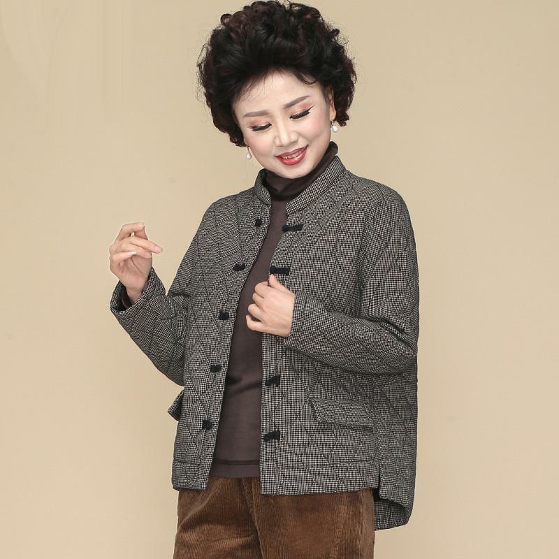 Женская короткая стеганая куртка на пуговицах, с круглым вырезом