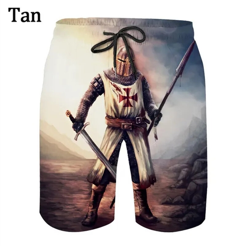 Pantalones cortos De secado rápido con estampado 3D De los caballeros templarios para Hombre, Shorts De playa a la moda con personalidad, novedad De verano