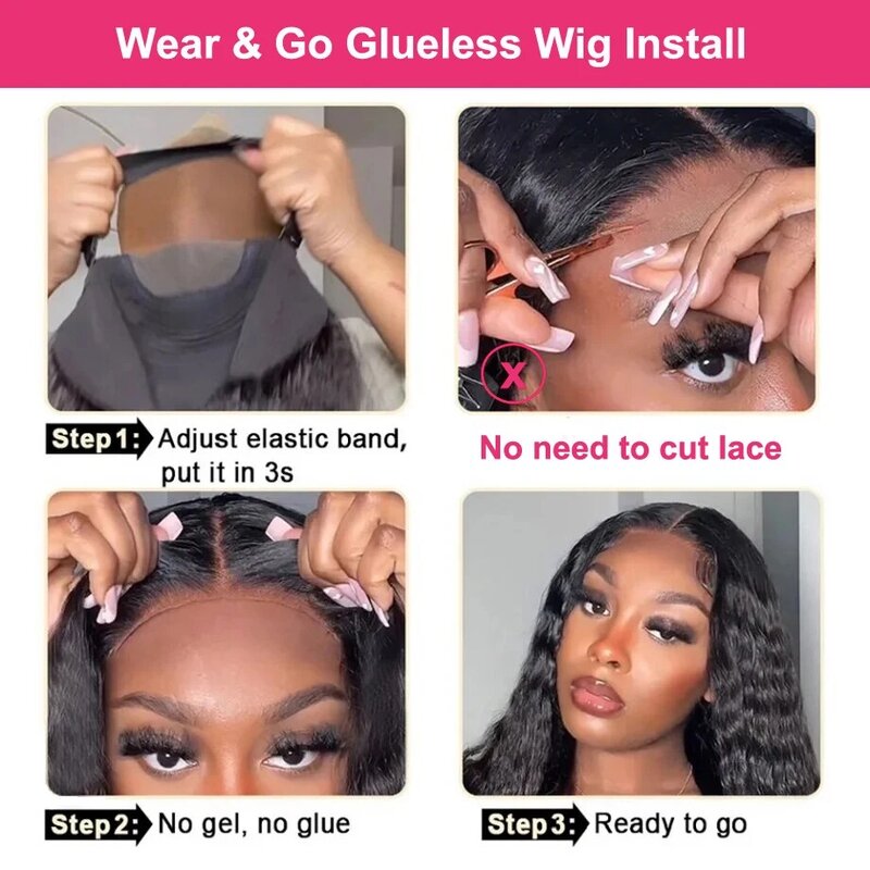 Loose Deep Glueless Wig Human Hair Ready To Wear Closure Wig For Women Lace Frontal Wig PrePlucked HD Lace Front Human Hair Wigs