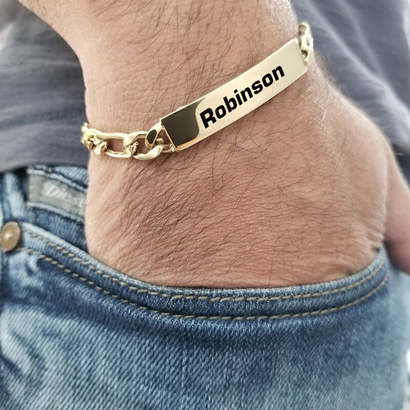 Logo personalizzato nome incisione braccialetto in pelle braccialetto fatto a mano braccialetti personalizzati in acciaio inossidabile per uomo regalo gioielli braccialetto ID
